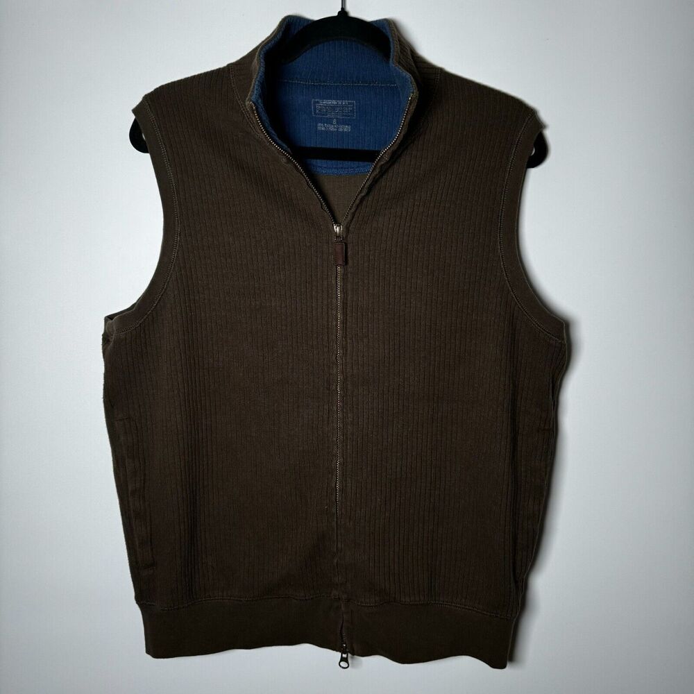 Pendleton Vest Mens Small Brown Ribbed Full Zip Academia Coastal Preppy‎